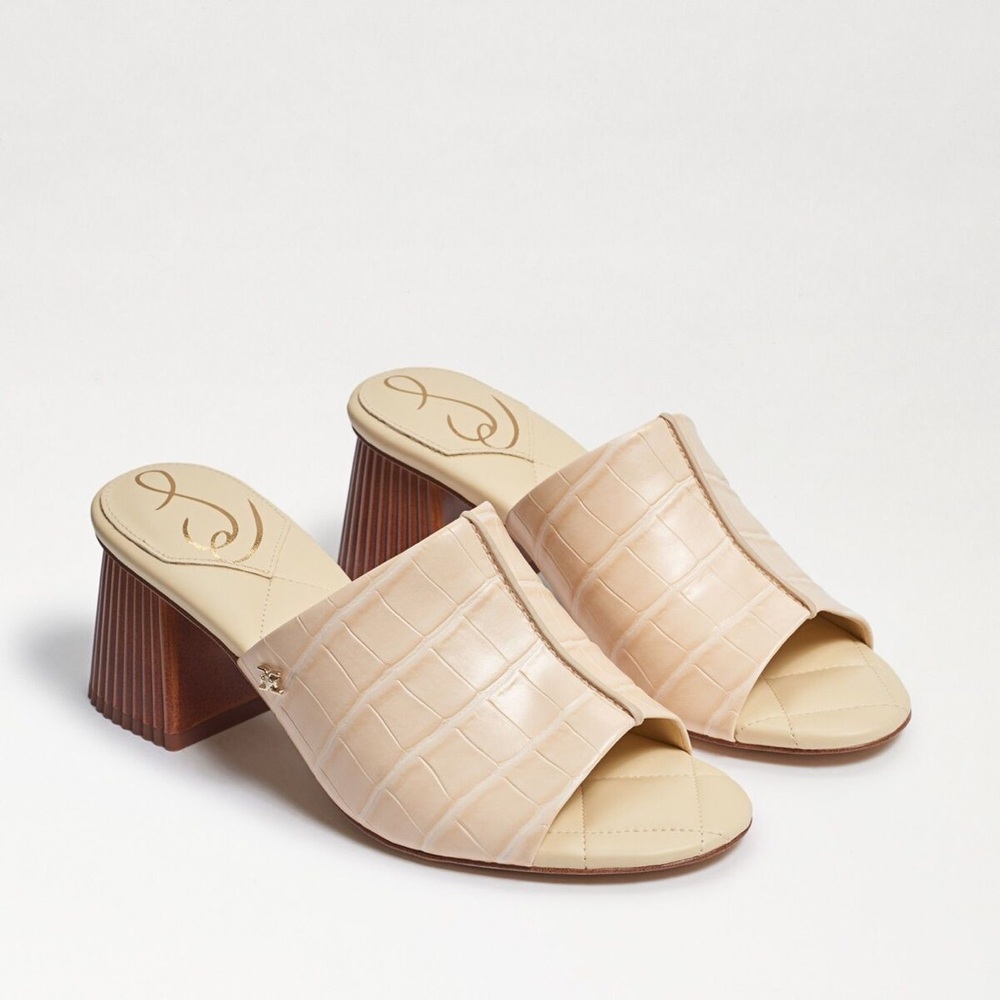 EUC SAM EDELMAN Sonya Croc-Embossed Textured Mules Elegant Sandals 7